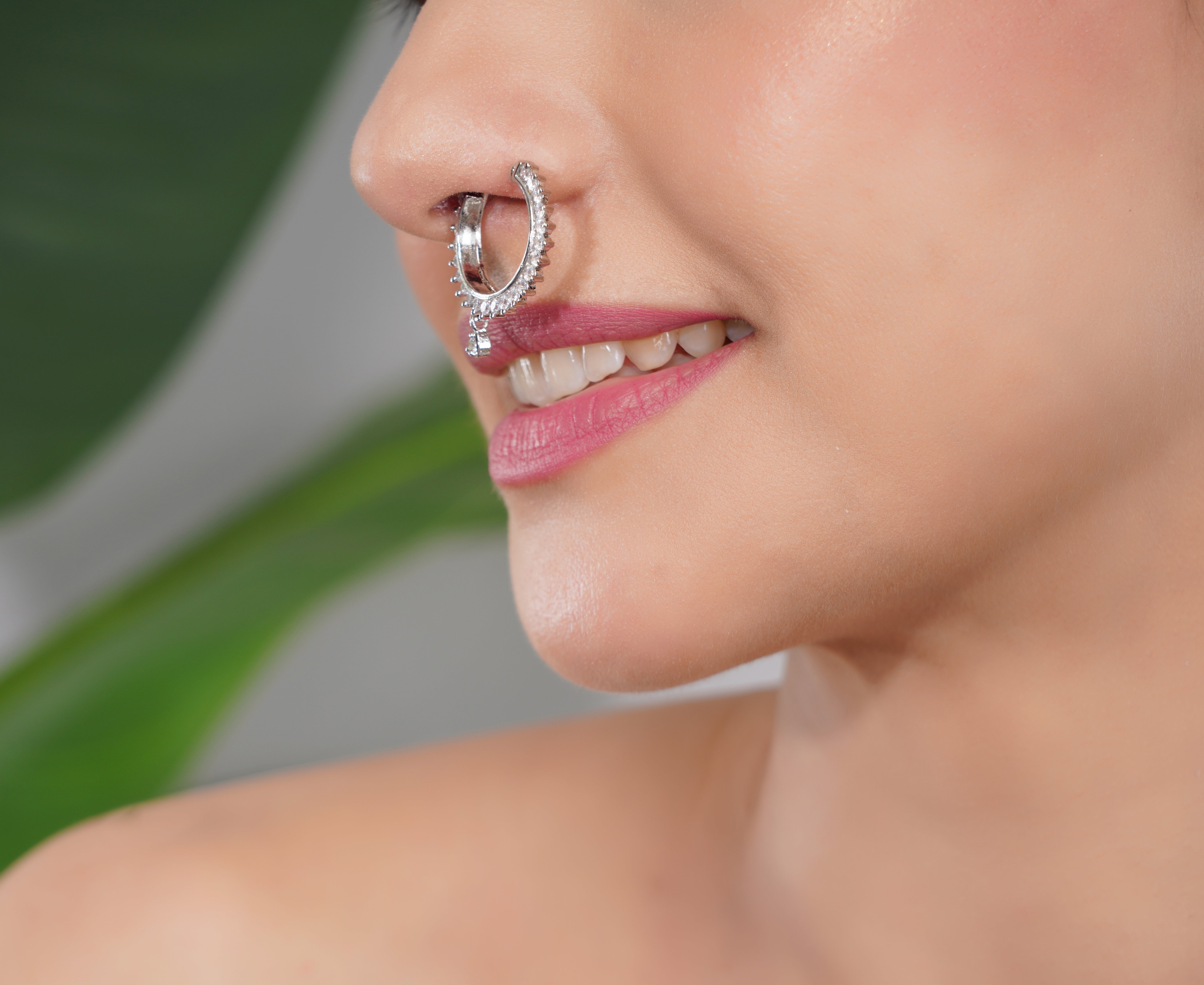 Amaita American Diamond Elegant Hoop nose rings