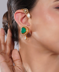 Amaita Contemporary Emerald Drop Earrings