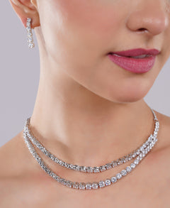 Amaita American Diamond Three-Tier Choker Necklace Set