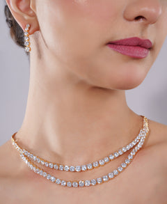 Amaita American Diamond Multi-Layered Choker Necklace