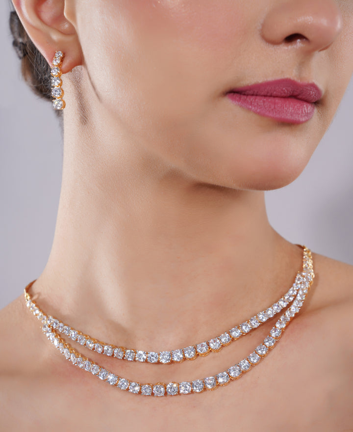 Amaita American Diamond Multi-Layered Choker Necklace