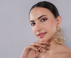 Amaita Gold-Finished Temple Jewellery Jhumka Earrings