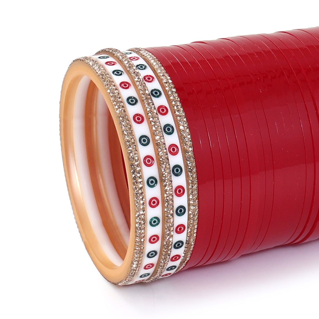 Amaita Red Pure Pearl Chooda with American Diamond Gold Nihar