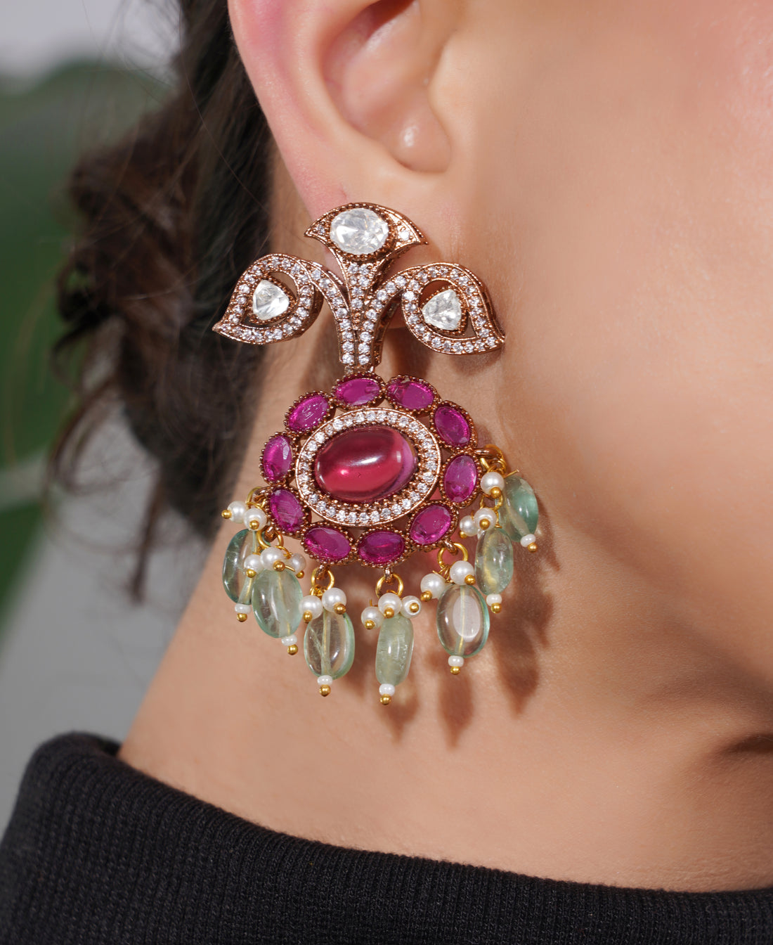 Amaita Kundan Ruby Green Choker Necklace Set