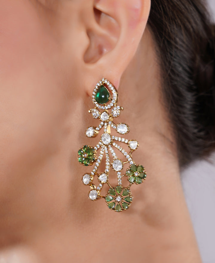 Amaita Polki Kundan Emerald Floral Choker Necklace Set