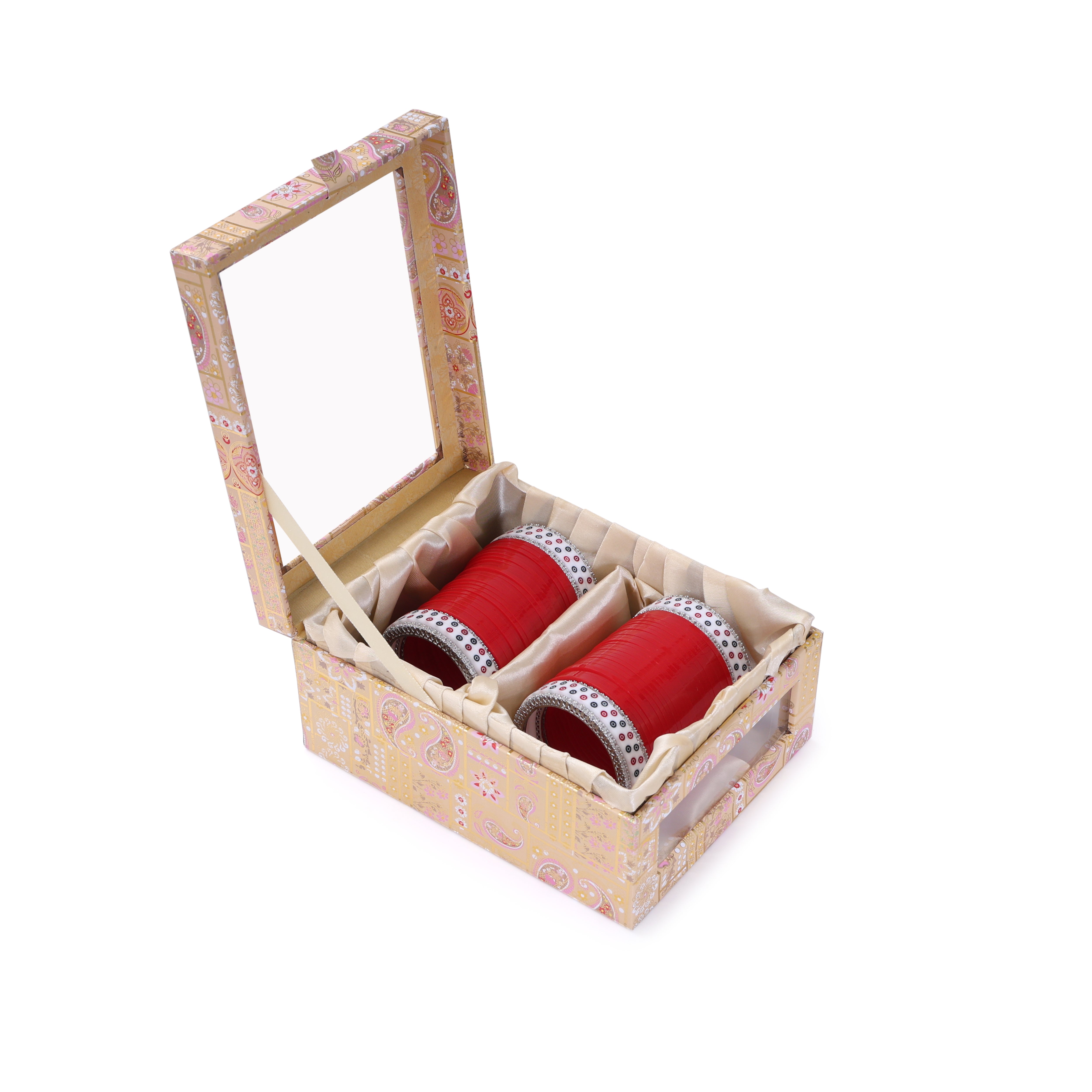 Amaita Dark Red Pure Pearl Chooda with Pair of American Diamond Bangles