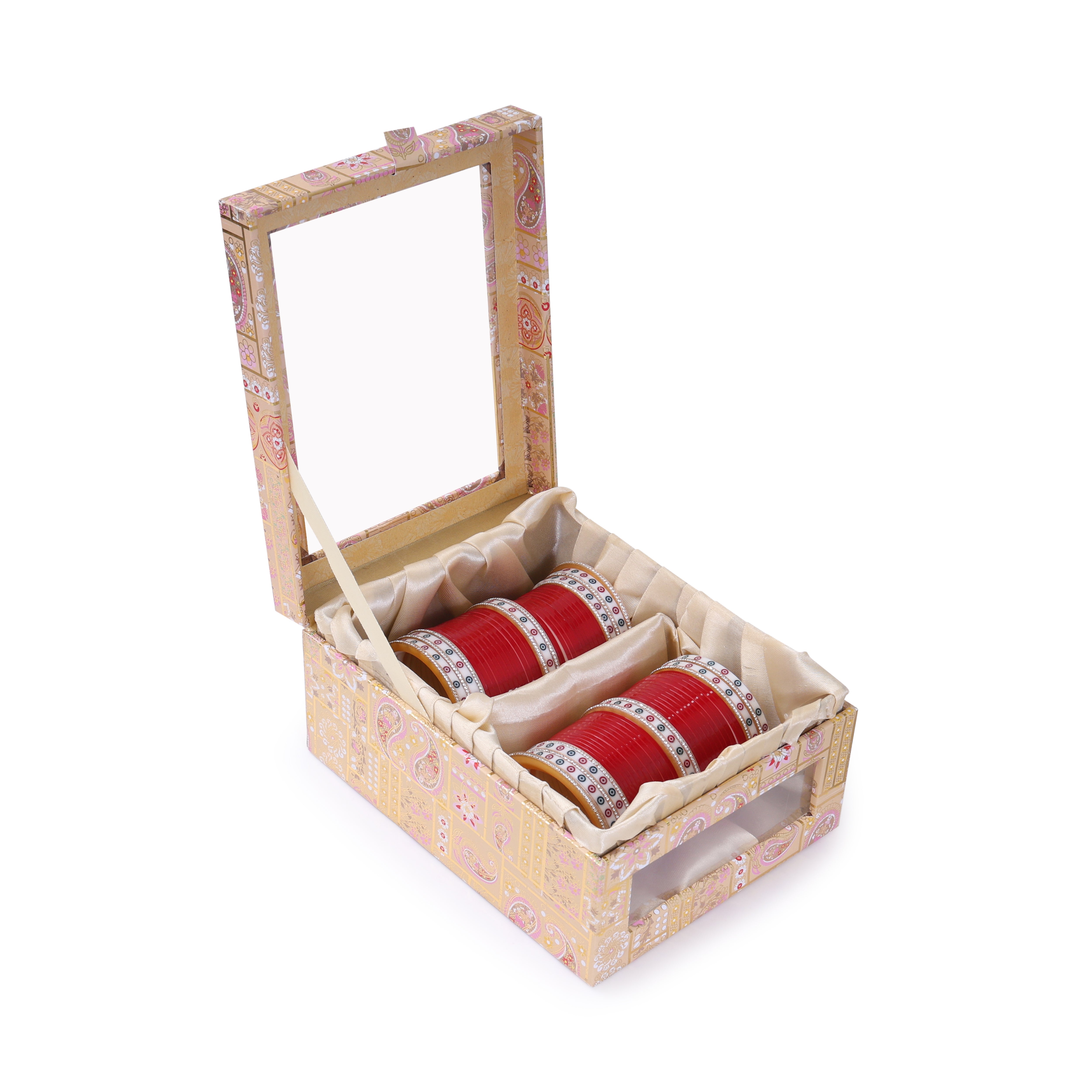 Amaita Red Pure Pearl Chooda with American Diamond White Nihar