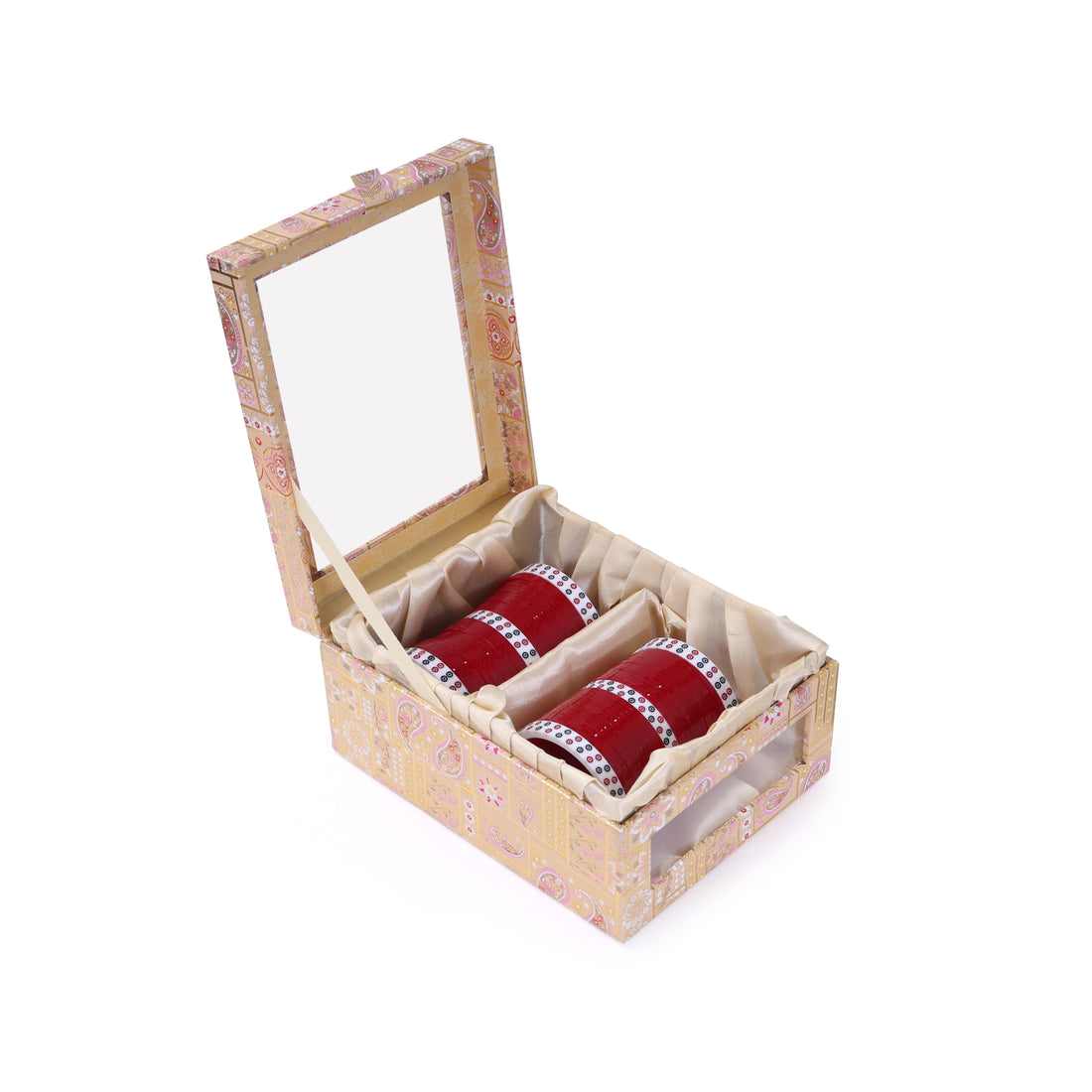 Amaita Red Pure Pearl Chooda with White Dots