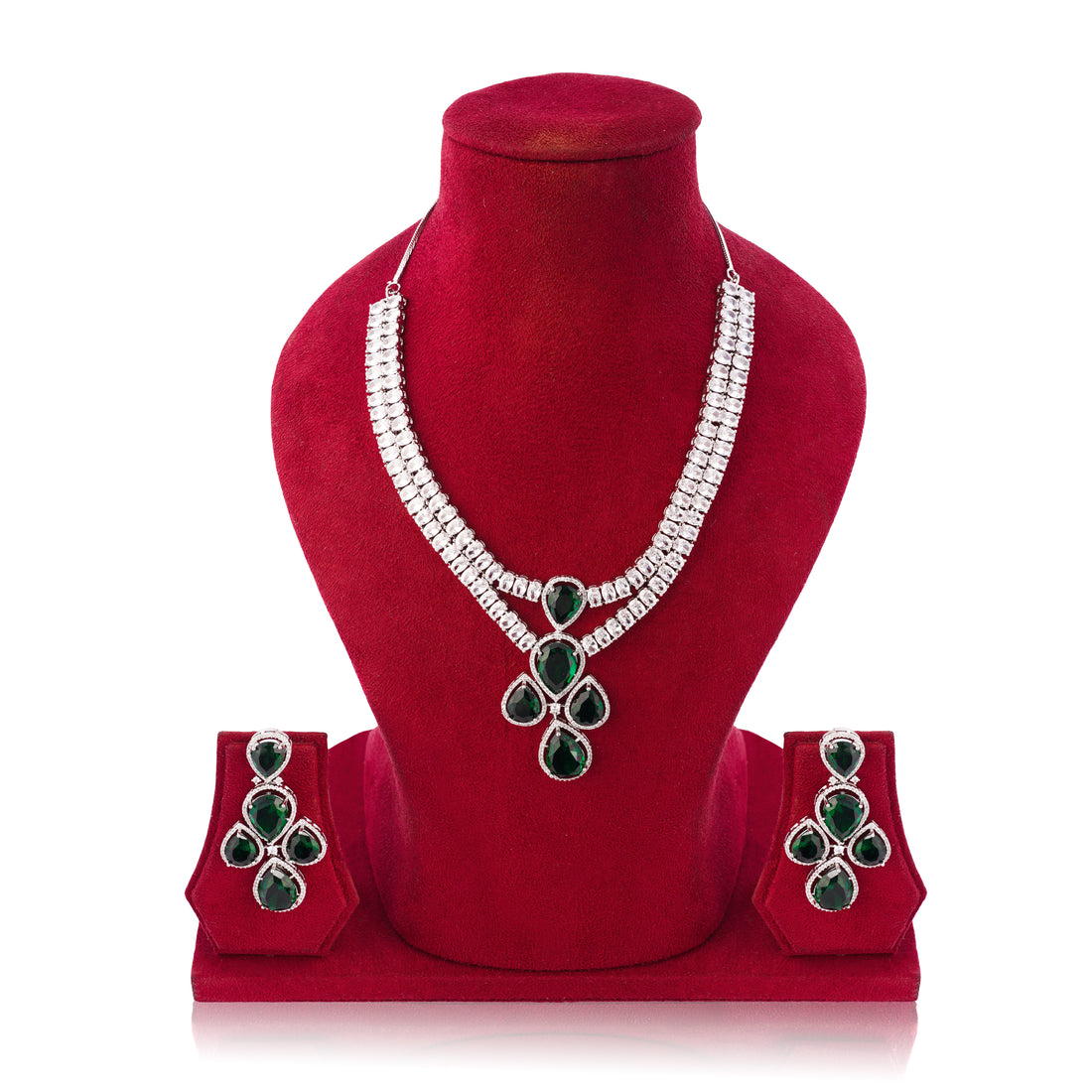 Amaita Regal Green Teardrop Jewellery Set for Celebrations