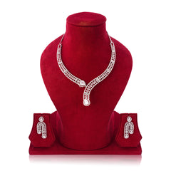 Amaita Stylish Twist Pattern Necklace with Matching Earrings