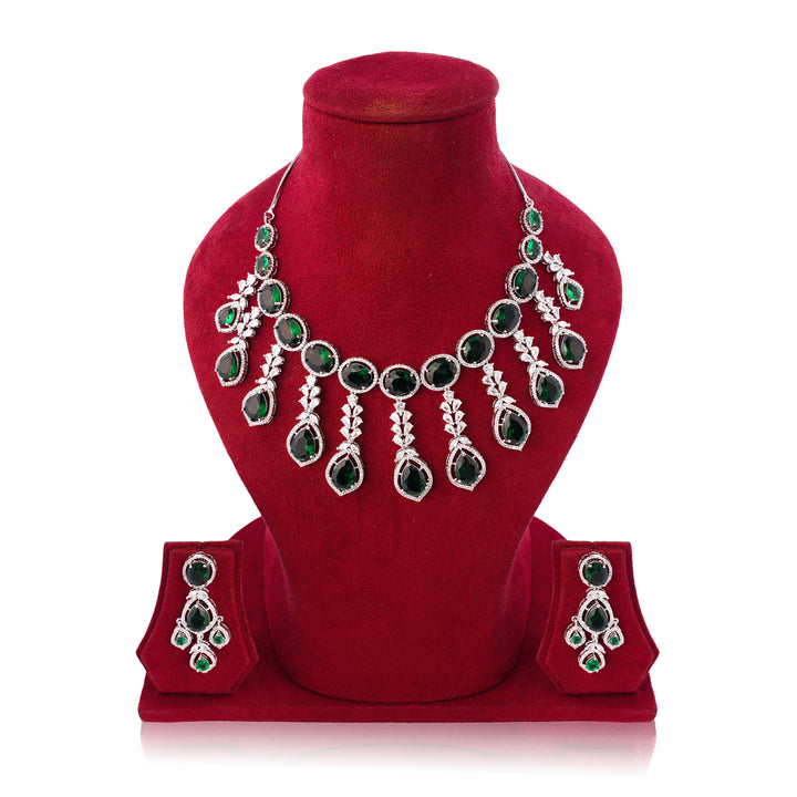Amaita Bold Green Statement Stone Jewellery Set