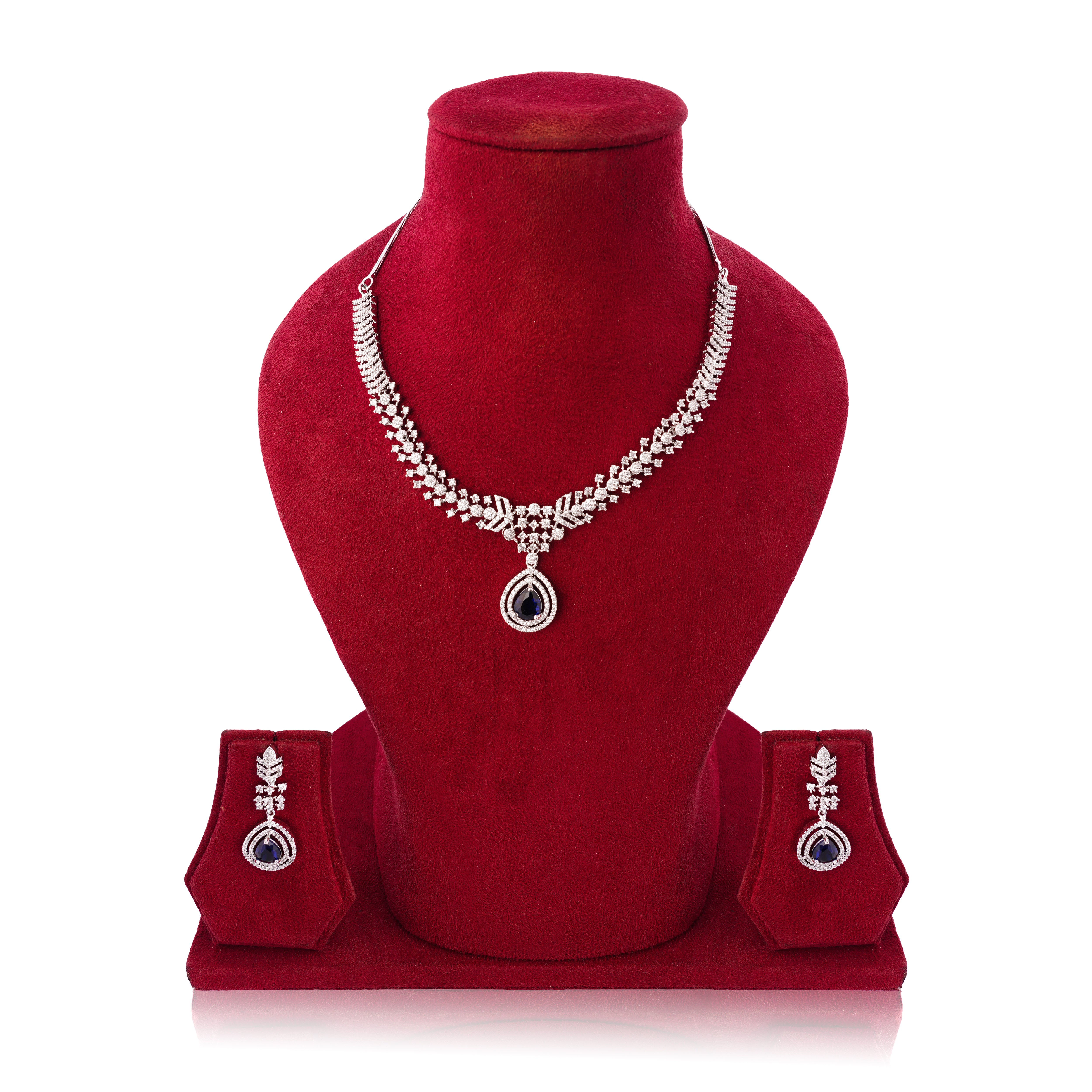 Amaita Elegant Blue Stone Vine Design Jewellery Set