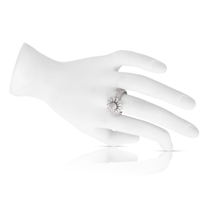 Amaita Platinum Polish Classic Diamond Look Ring