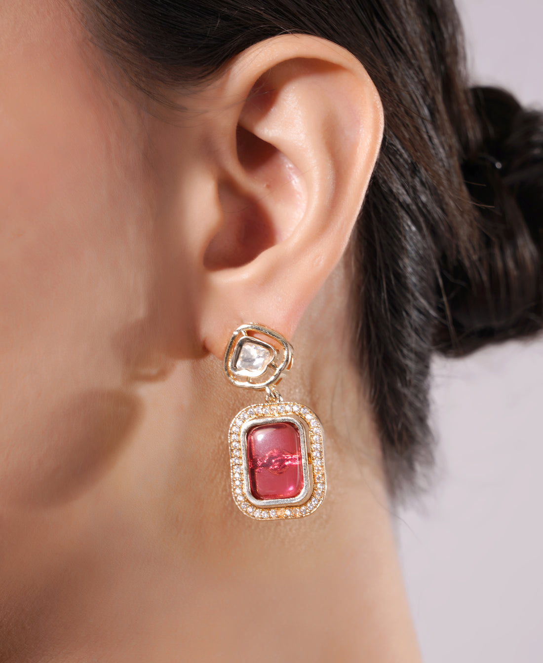 Amaita Gold Finish Ruby Drop Choker Jewellery Set