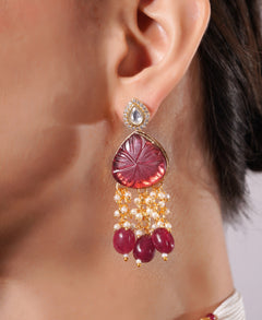 Amaita Ruby Pearl Layered Choker Jewellery Set
