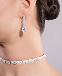 Amaita Platinum Finish Single Line Diamond Look Choker Set