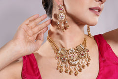 Amaita Gold Finish Polki Kundan Royal Heritage Jewellery Set