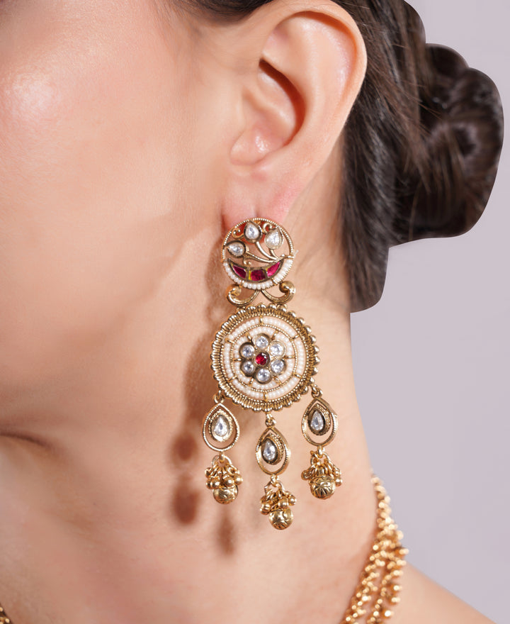 Amaita Gold Finish Polki Kundan Royal Heritage Jewellery Set