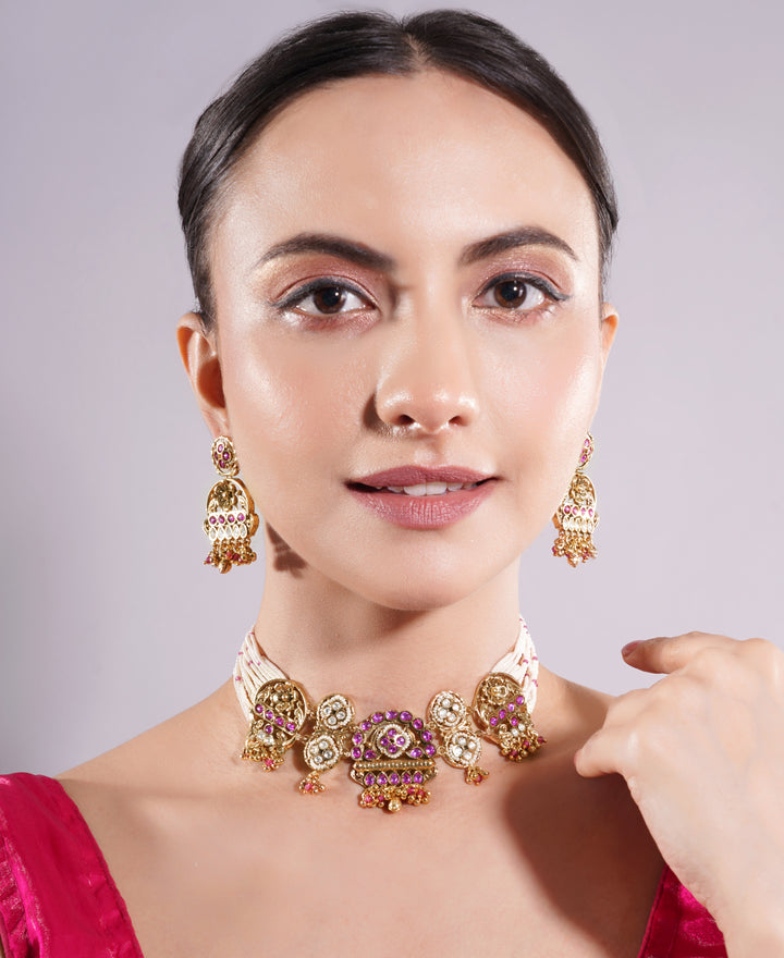 Amaita Gold Finish Polki Kundan Choker Set