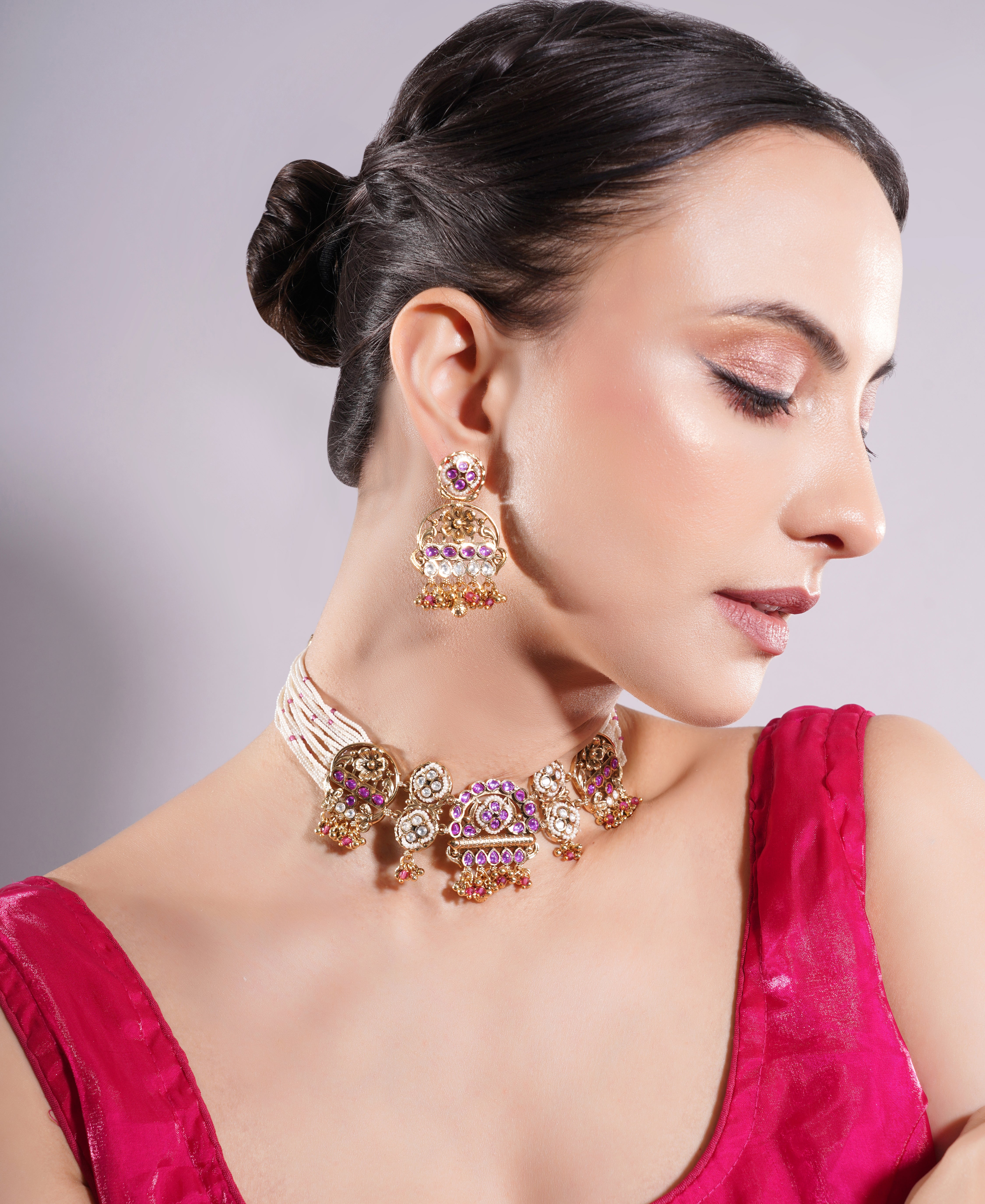 Amaita Gold Finish Polki Kundan Choker Set