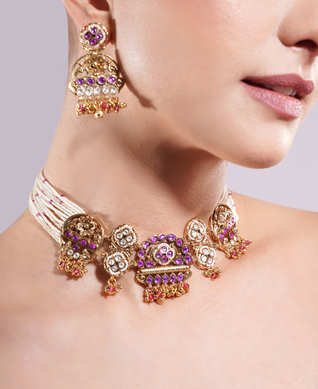 Amaita Gold Finish Polki Kundan Choker Set