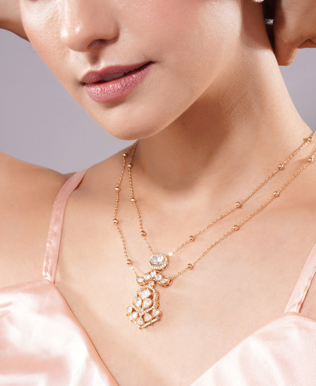 Amaita Layered White Polki Jewellery Set