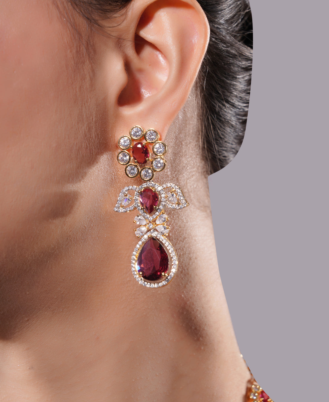 Amaita Gold Finish American Diamond Jewellery Set