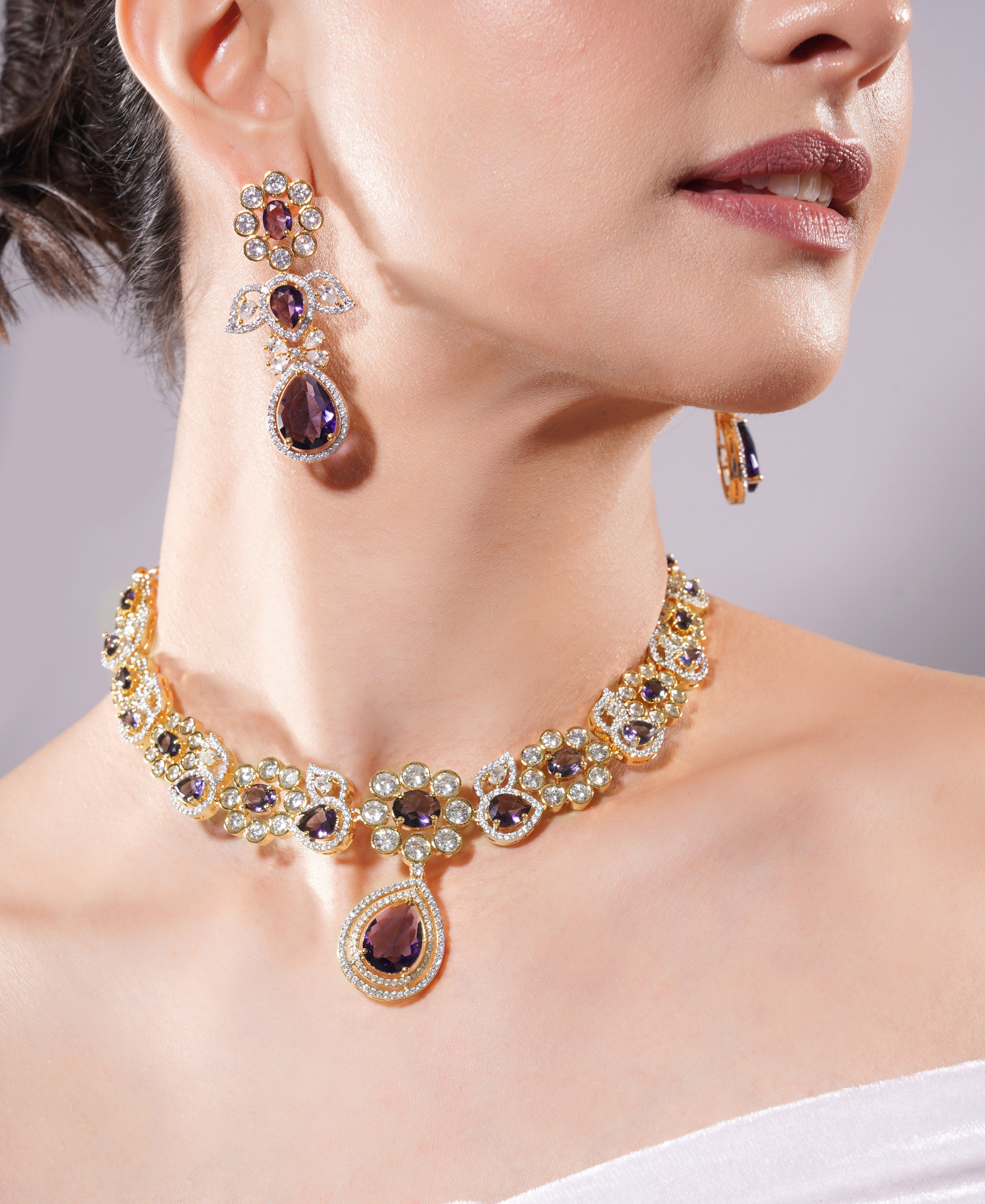 Amaita AD Amethyst Drop Choker Set