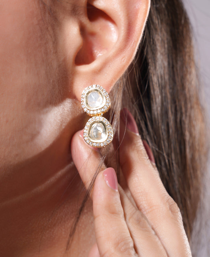 Amaita Gold Finish White Polki Kundan Choker Set