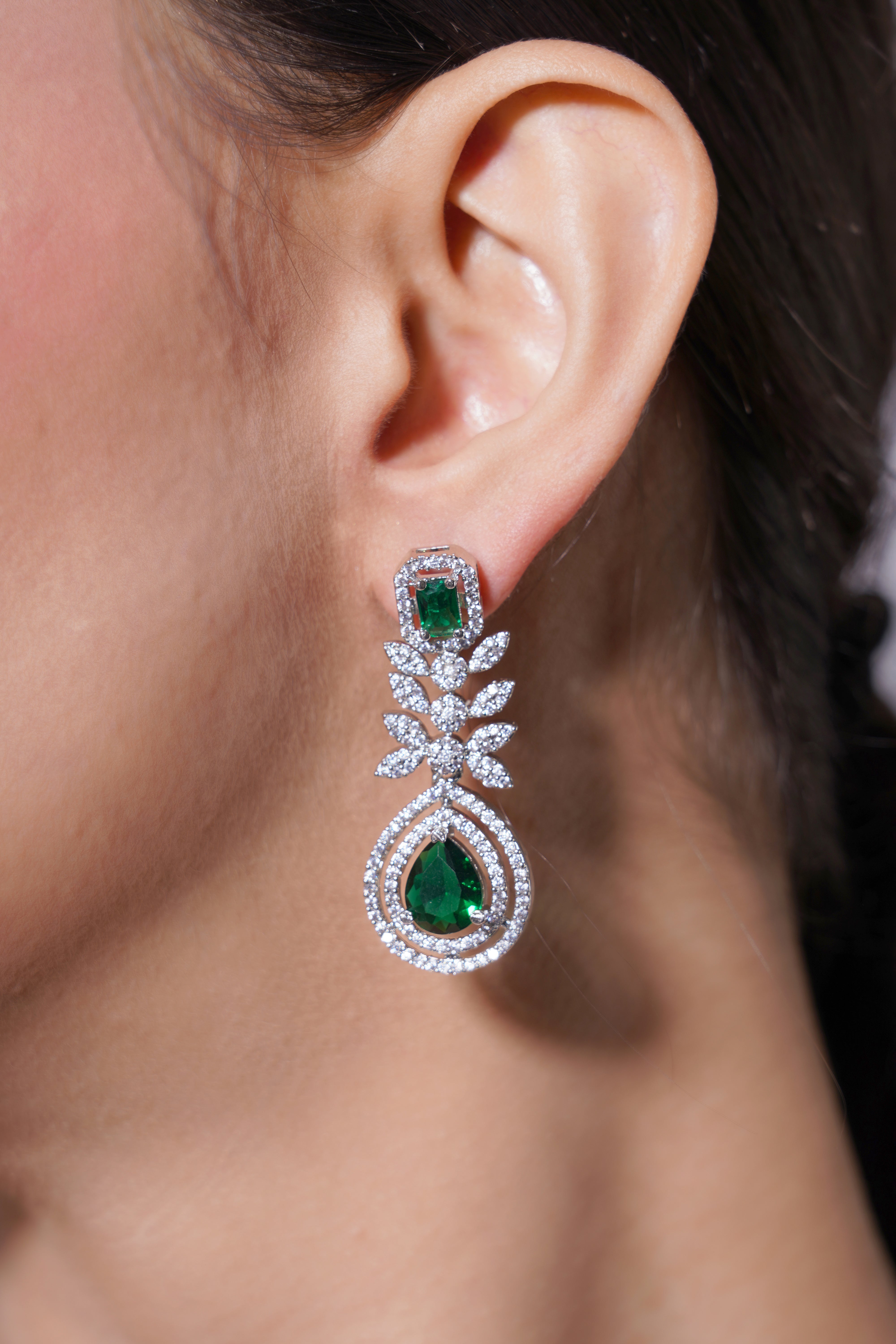 Amaita Emerald Green AD Stone Necklace Set with Earrings