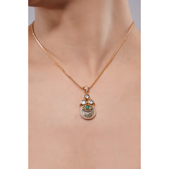 Rose gold necklace with a pendant on a mannequin neck