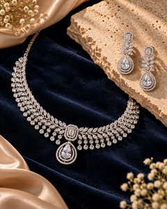 Demi-Fine Timeless Gold Finish Bridal Necklace & Earring Set